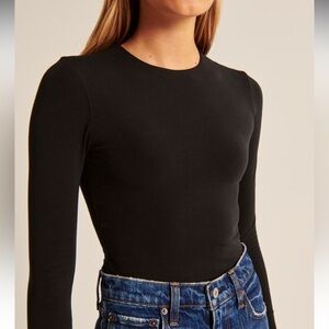 Long-Sleeve Cotton-Blend Seamless Fabric Crew Bodysuit